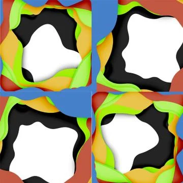 Abstract geometric pattern. 3d paper layers cut out colorful wave background 스톡 일러스트
