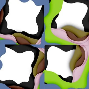 Abstract geometric pattern. 3d paper layers cut out colorful wave background イラスト素材