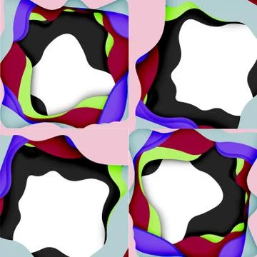 Abstract geometric pattern. 3d paper layers cut out colorful wave background Stock Illustration
