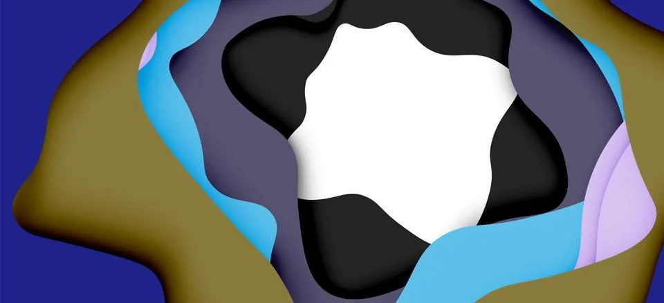 Abstract geometric pattern. 3d paper layers cut out colorful wave background イラスト素材
