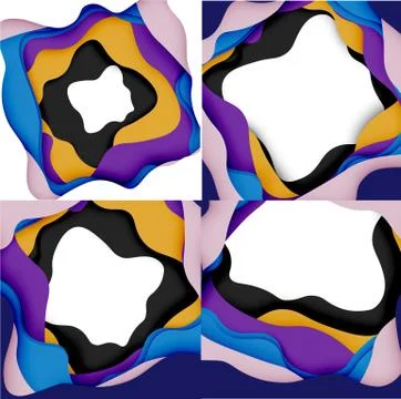 Abstract geometric pattern. 3d paper layers cut out colorful wave background Illustrazione stock