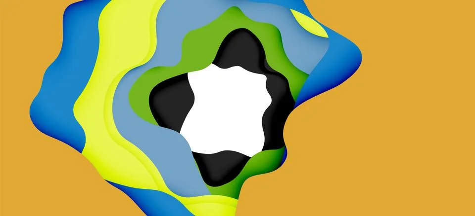 Abstract geometric pattern. 3d paper layers cut out colorful wave background Illustrazione stock