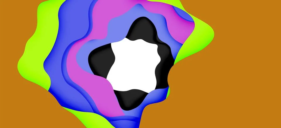 Abstract geometric pattern. 3d paper layers cut out colorful wave background イラスト素材