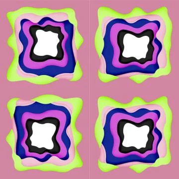 Abstract geometric pattern. 3d paper layers cut out colorful wave background Stock Illustration