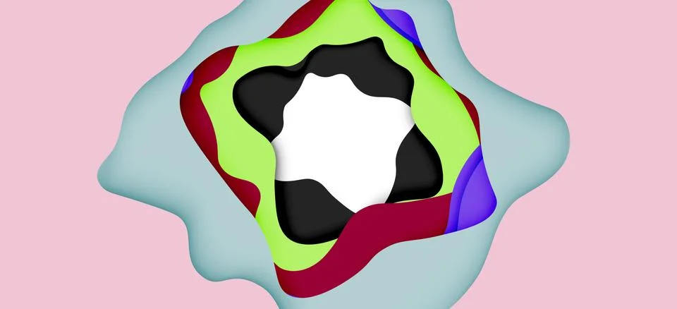 Abstract geometric pattern. 3d paper layers cut out colorful wave background Illustrazione stock