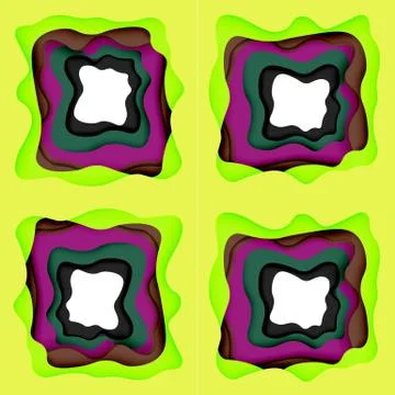 Abstract geometric pattern. 3d paper layers cut out colorful wave background Stockillustratie