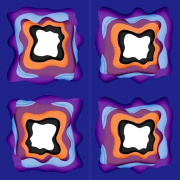 Abstract geometric pattern. 3d paper layers cut out colorful wave background Illustrazione stock