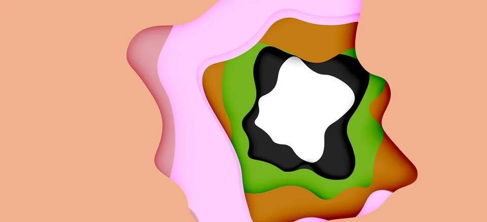 Abstract geometric pattern. 3d paper layers cut out colorful wave background Stock Illustration