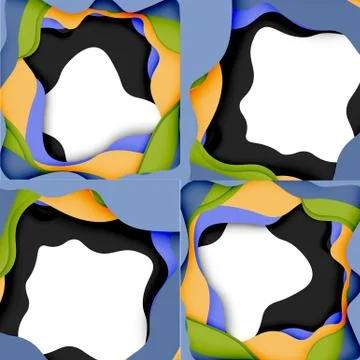 Abstract geometric pattern. 3d paper layers cut out colorful wave background Stock Illustration