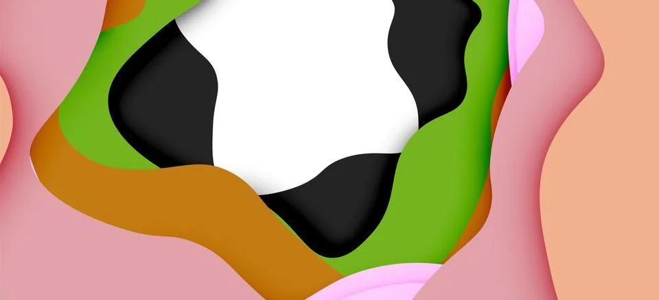 Abstract geometric pattern. 3d paper layers cut out colorful wave background イラスト素材