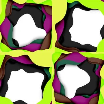 Abstract geometric pattern. 3d paper layers cut out colorful wave background 스톡 일러스트
