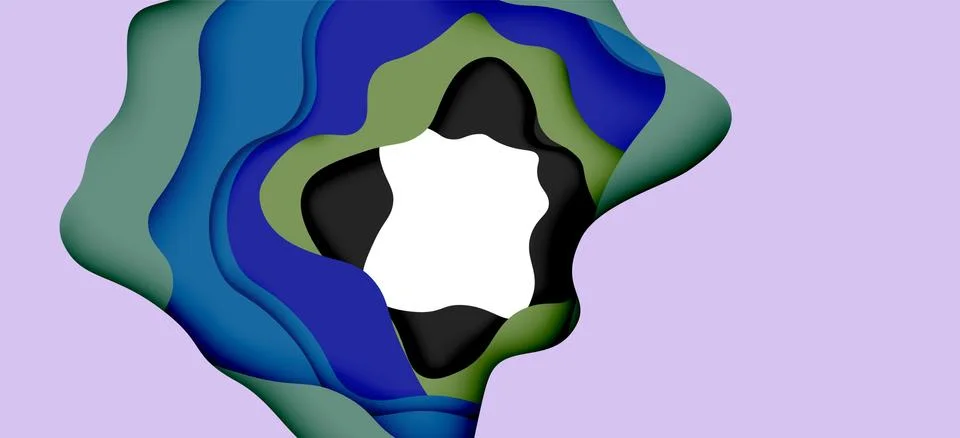 Abstract geometric pattern. 3d paper layers cut out colorful wave background Illustrazione stock