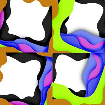 Abstract geometric pattern. 3d paper layers cut out colorful wave background 스톡 일러스트