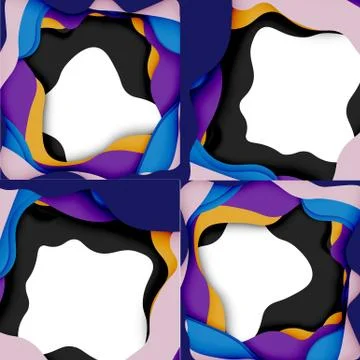 Abstract geometric pattern. 3d paper layers cut out colorful wave background 스톡 일러스트