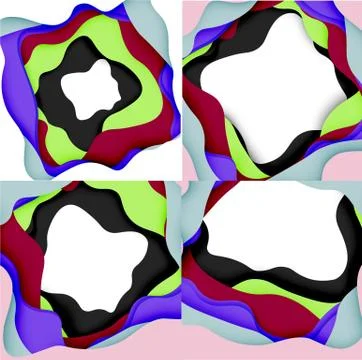 Abstract geometric pattern. 3d paper layers cut out colorful wave background Stockillustratie