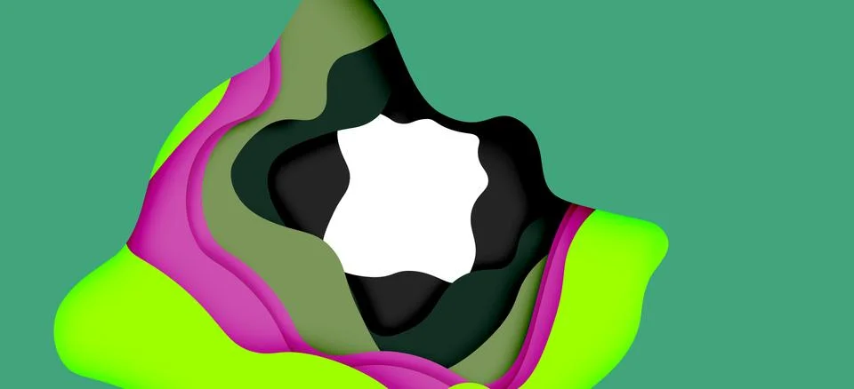 Abstract geometric pattern. 3d paper layers cut out colorful wave background Illustrazione stock