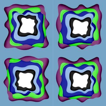 Abstract geometric pattern. 3d paper layers cut out colorful wave background Illustrazione stock