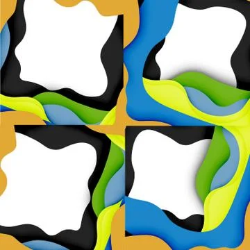 Abstract geometric pattern. 3d paper layers cut out colorful wave background 스톡 일러스트
