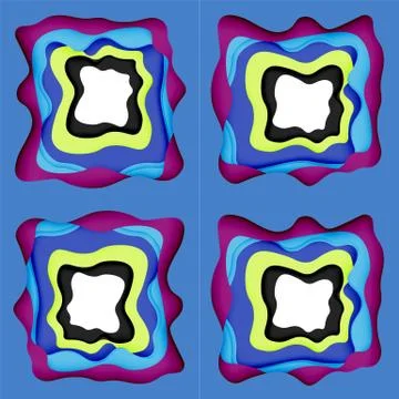 Abstract geometric pattern. 3d paper layers cut out colorful wave background Stock Illustration