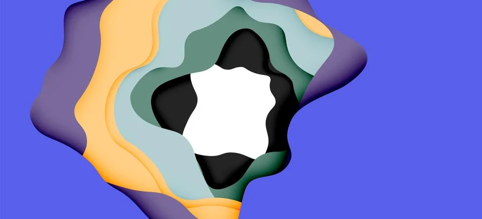 Abstract geometric pattern. 3d paper layers cut out colorful wave background Stock Illustration