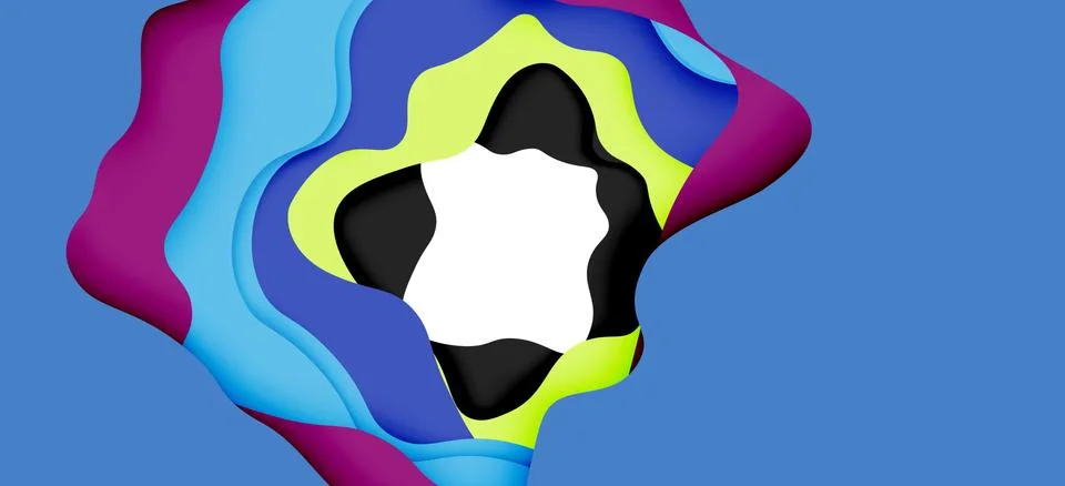 Abstract geometric pattern. 3d paper layers cut out colorful wave background イラスト素材