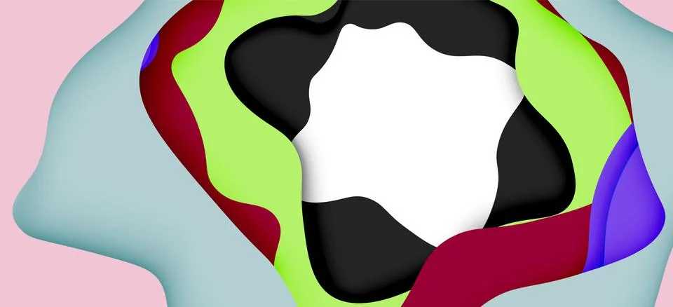 Abstract geometric pattern. 3d paper layers cut out colorful wave background Stock Illustration