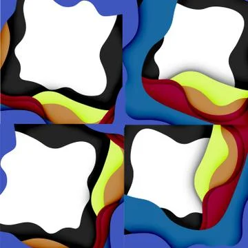 Abstract geometric pattern. 3d paper layers cut out colorful wave background 스톡 일러스트