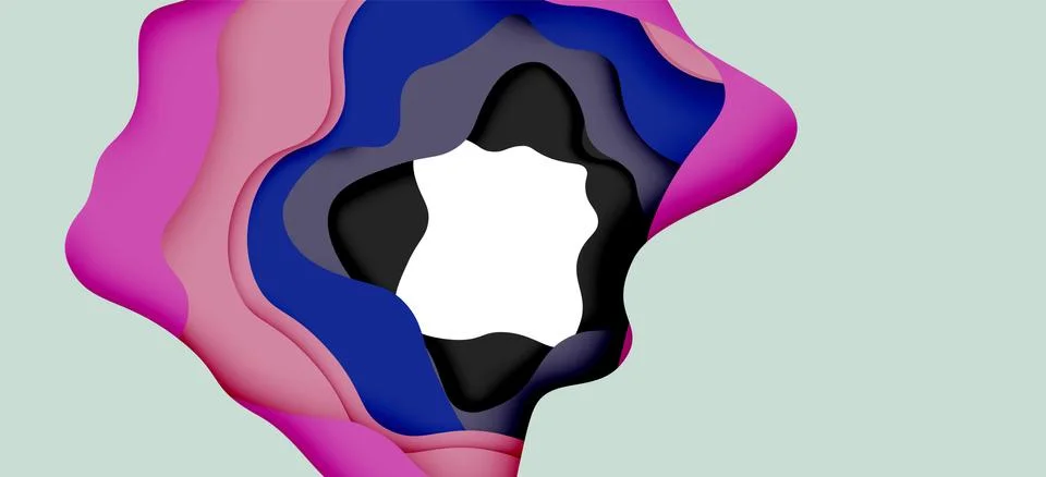 Abstract geometric pattern. 3d paper layers cut out colorful wave background Illustrazione stock