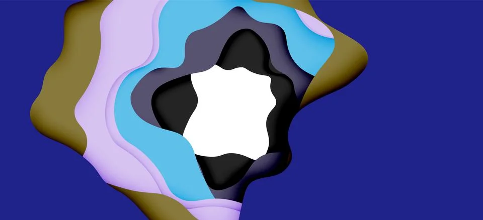 Abstract geometric pattern. 3d paper layers cut out colorful wave background イラスト素材