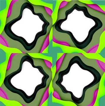 Abstract geometric pattern. 3d paper layers cut out colorful wave background Illustrazione stock