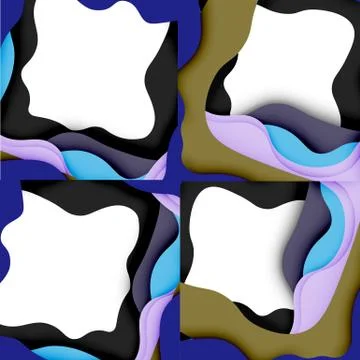 Abstract geometric pattern. 3d paper layers cut out colorful wave background イラスト素材