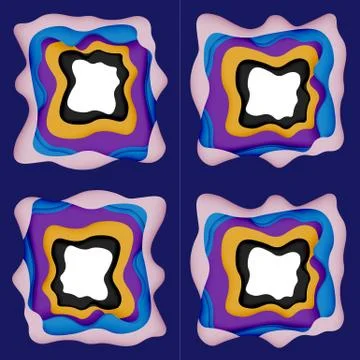 Abstract geometric pattern. 3d paper layers cut out colorful wave background Stockillustratie