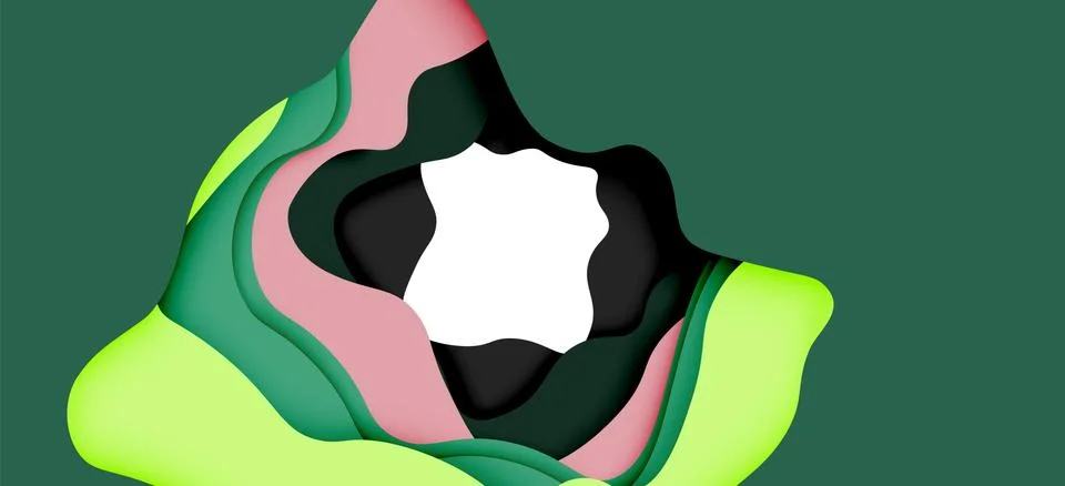 Abstract geometric pattern. 3d paper layers cut out colorful wave background Illustrazione stock