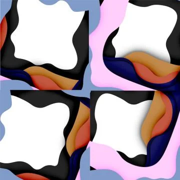Abstract geometric pattern. 3d paper layers cut out colorful wave background Stock Illustration