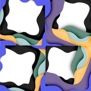 Abstract geometric pattern. 3d paper layers cut out colorful wave background イラスト素材