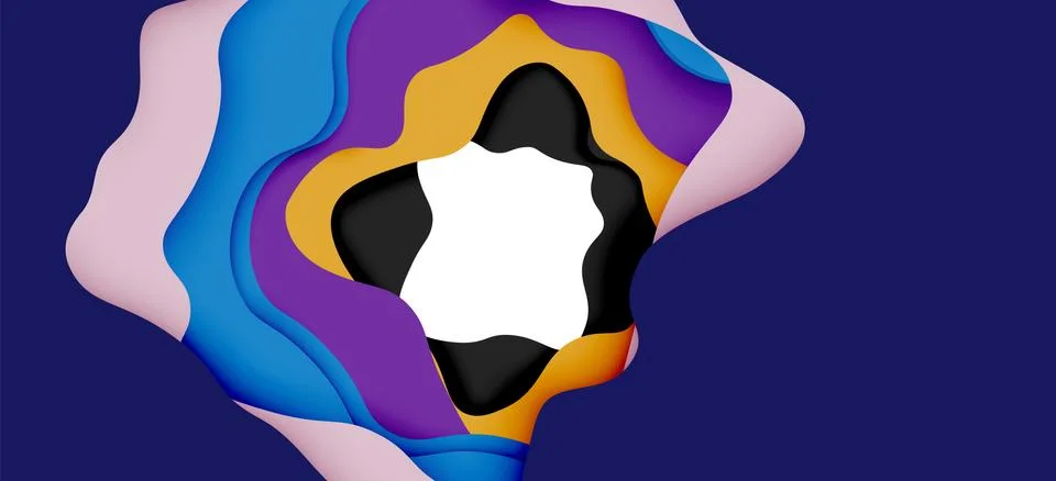 Abstract geometric pattern. 3d paper layers cut out colorful wave background Stock Illustration