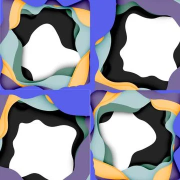 Abstract geometric pattern. 3d paper layers cut out colorful wave background Stockillustratie