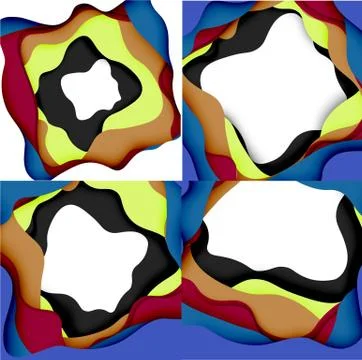 Abstract geometric pattern. 3d paper layers cut out colorful wave background イラスト素材