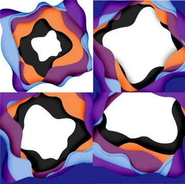 Abstract geometric pattern. 3d paper layers cut out colorful wave background Stock Illustration