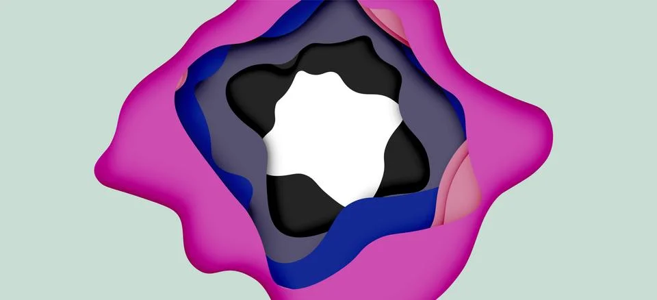 Abstract geometric pattern. 3d paper layers cut out colorful wave background Stock Illustration