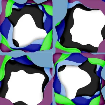 Abstract geometric pattern. 3d paper layers cut out colorful wave background Illustrazione stock