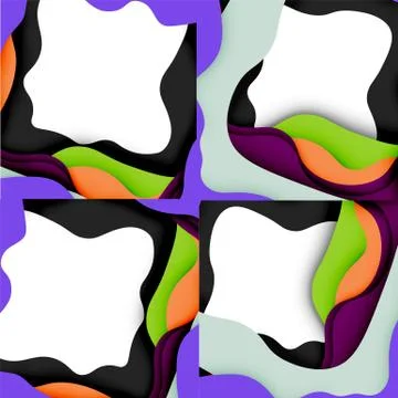 Abstract geometric pattern. 3d paper layers cut out colorful wave background Illustrazione stock