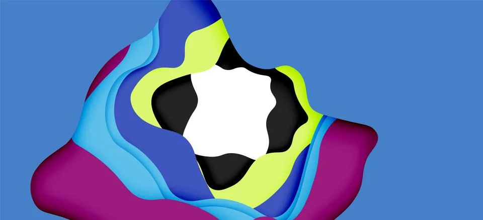 Abstract geometric pattern. 3d paper layers cut out colorful wave background Illustrazione stock