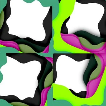 Abstract geometric pattern. 3d paper layers cut out colorful wave background 스톡 일러스트