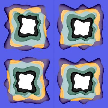 Abstract geometric pattern. 3d paper layers cut out colorful wave background Stock Illustration
