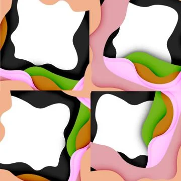 Abstract geometric pattern. 3d paper layers cut out colorful wave background Illustrazione stock