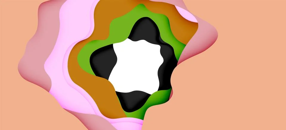 Abstract geometric pattern. 3d paper layers cut out colorful wave background Illustrazione stock