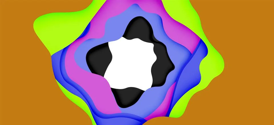 Abstract geometric pattern. 3d paper layers cut out colorful wave background Illustrazione stock