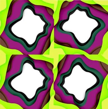 Abstract geometric pattern. 3d paper layers cut out colorful wave background Stock Illustration