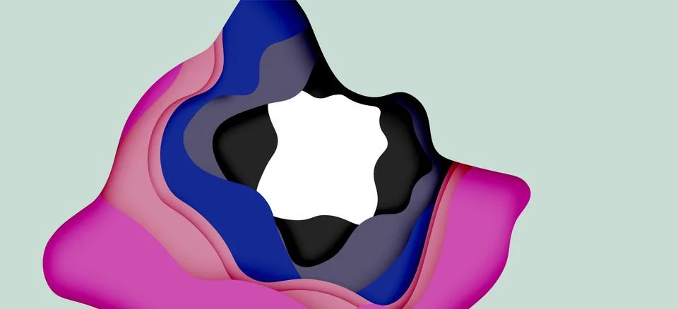 Abstract geometric pattern. 3d paper layers cut out colorful wave background Stock Illustration
